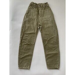 Zara  Paperbag Denim Jeans Sz 2 Brown High Rise Taper Pant Preppy Boho Grunge